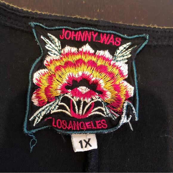 Johnny Was black army green cream embroidered dress size 1X - Picture 8 of 14